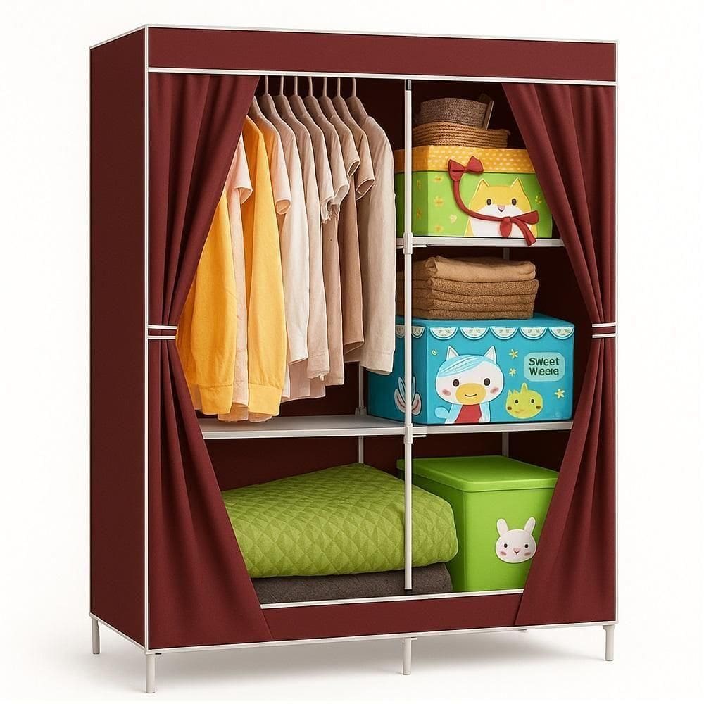 Guarda Roupa Grande 105cm Estante Cabideiro Arara Portatil Multiuso Sapatos Roupas Praia Vermelho