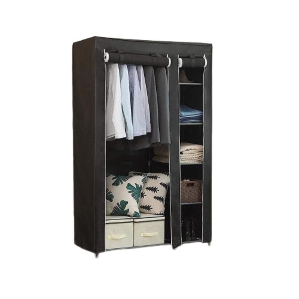 Guarda Roupa Portatil Duplo Cabideiro Arara 4 Prateleiras Sapateira Organizador Desmontavel Viagem