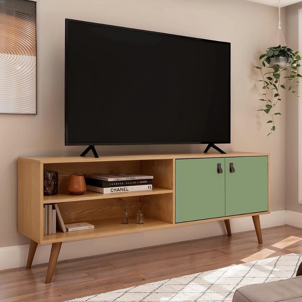 Rack Para Tv Genialflex 2 Portas 160 Cm Amber Savana Alecrim