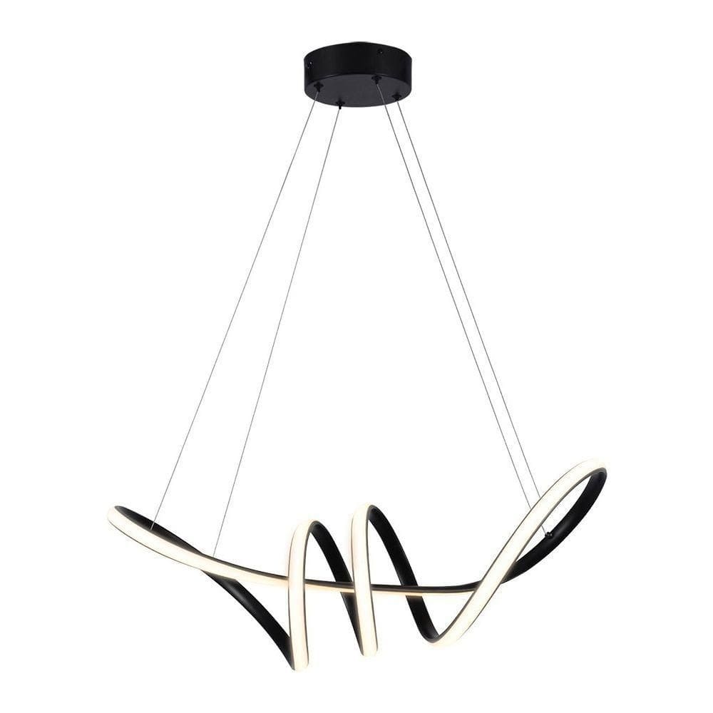 Lustre Pendente Taschibra Loop Led Bivolt Preto 3000k Luz Amarela 15051050