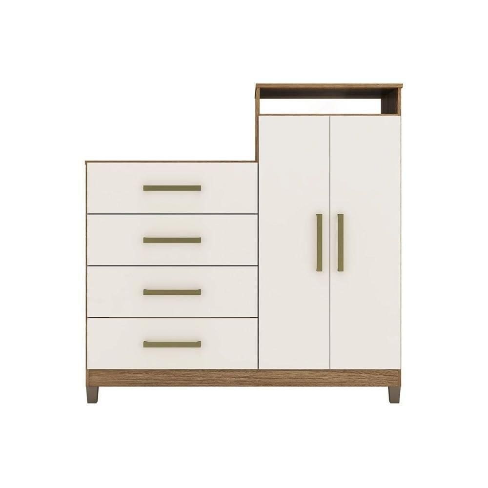 Cômoda De Quarto áurea C- 2 Portas 4 Gavetas E Pés Amendola-off White - Demóbile