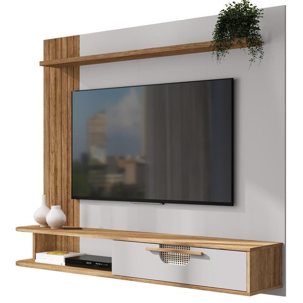 Painel Suspenso Tv 65 Pol 160 Cm Jeri Cinamomo Off White Bechara