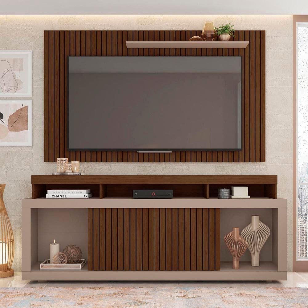 Painel Tv 60 Pol 180cm E Bancada Com Rodízio Sala Navel C01 - D`rossi Havana-fendi