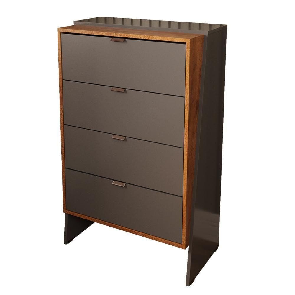 Cômoda Aurora Quarto Com 4 Gavetas Titanium-naturale