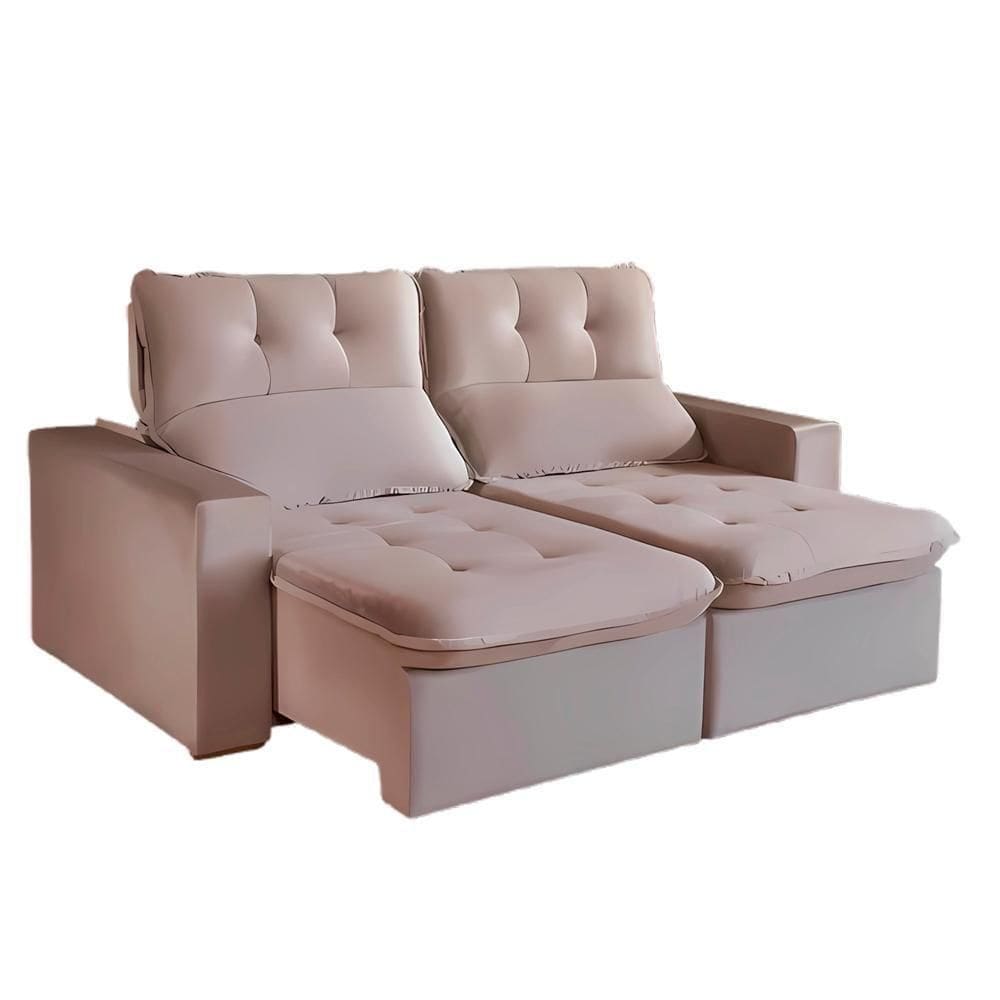 Sofá Retrátil E Reclinável Berlim Veludo Bege 2m