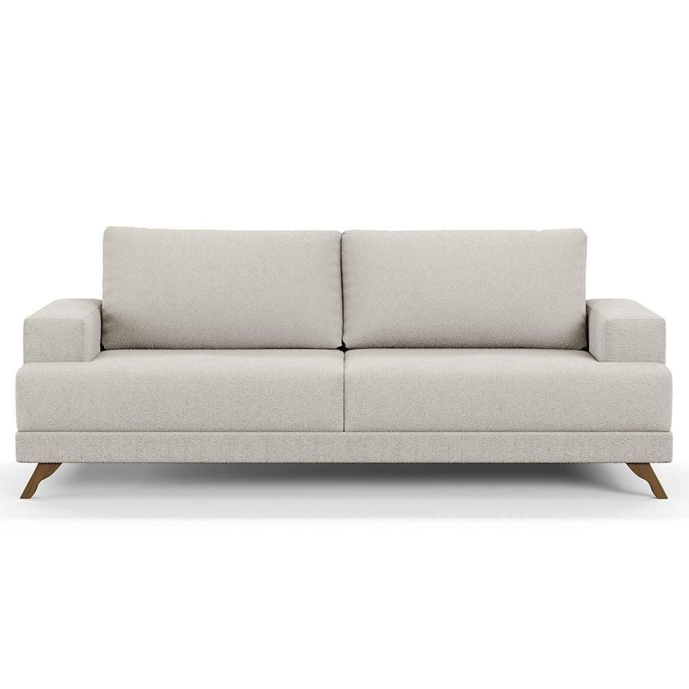 Sofá 3 Lugares 180cm Living Pés Curvos Santi D05 Boucle Creme - Mpozenato