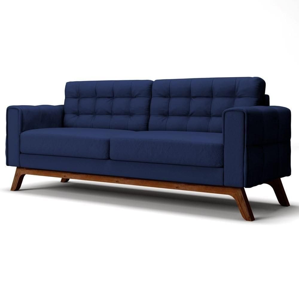 Sofá 210 Cm 3 Lugares Sandero C-287 Veludo Marinho - Domi