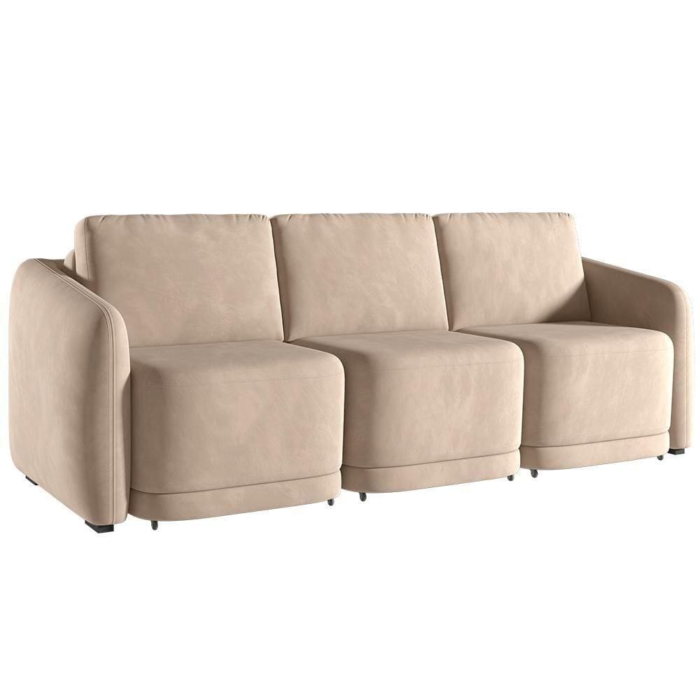 Sofá Cama Casal Para Sala 276cm Polska Z08 Veludo Bege - Mpozenato