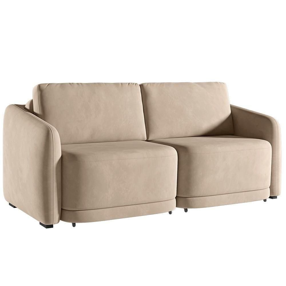 Sofá Cama Casal Para Sala 236cm Polska Z08 Veludo Bege - Mpozenato