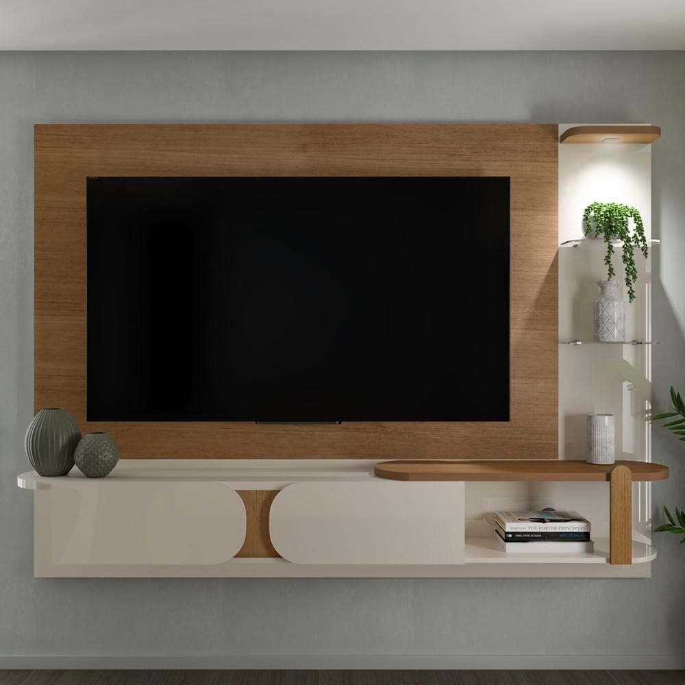 Painel TV 72 Polegadas 220cm Suspenso Reno Cinamomo Off White A09 - Mpozenato