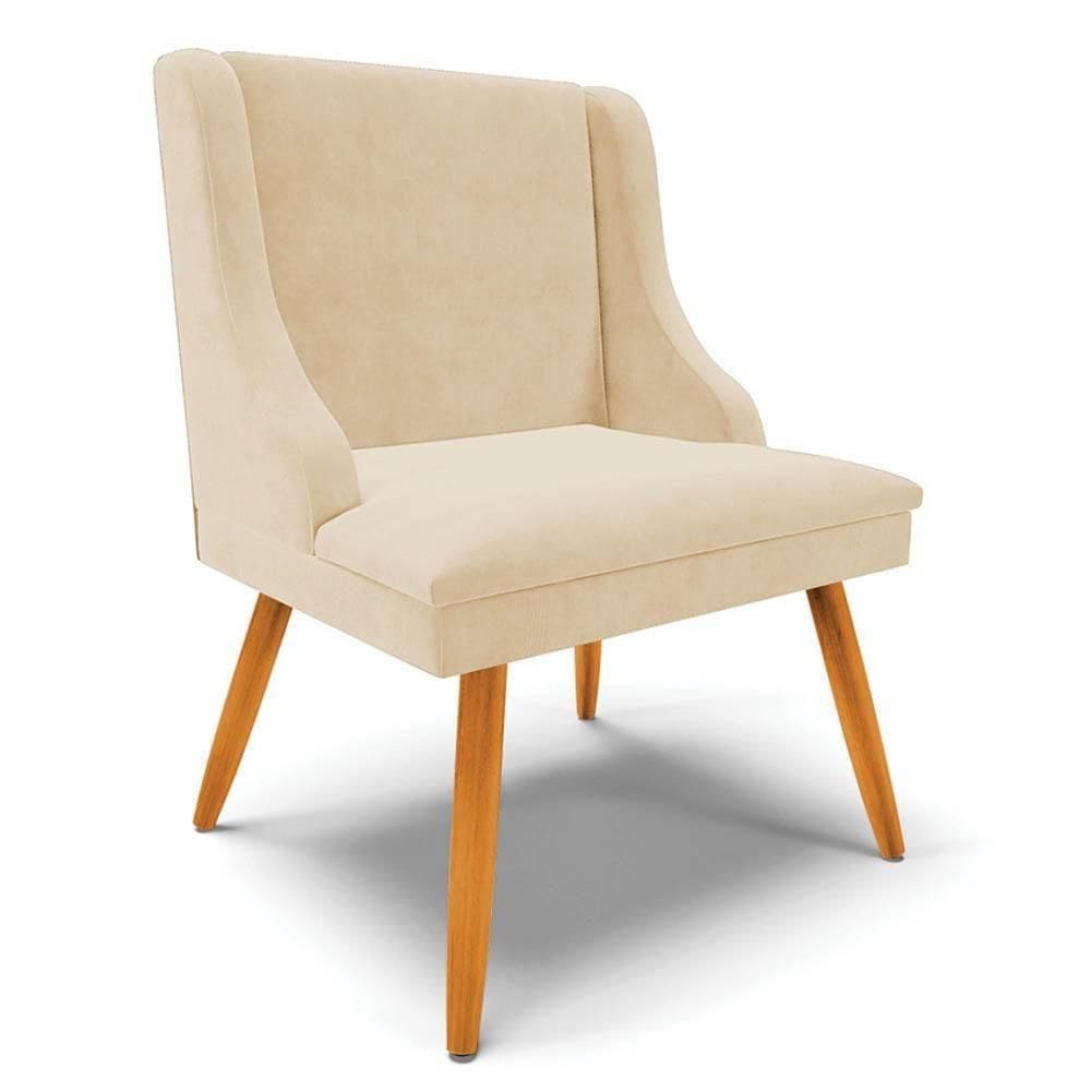 Cadeira Estofada Para Sala De Jantar Pés Palito Lia Suede Bege - Ibiza