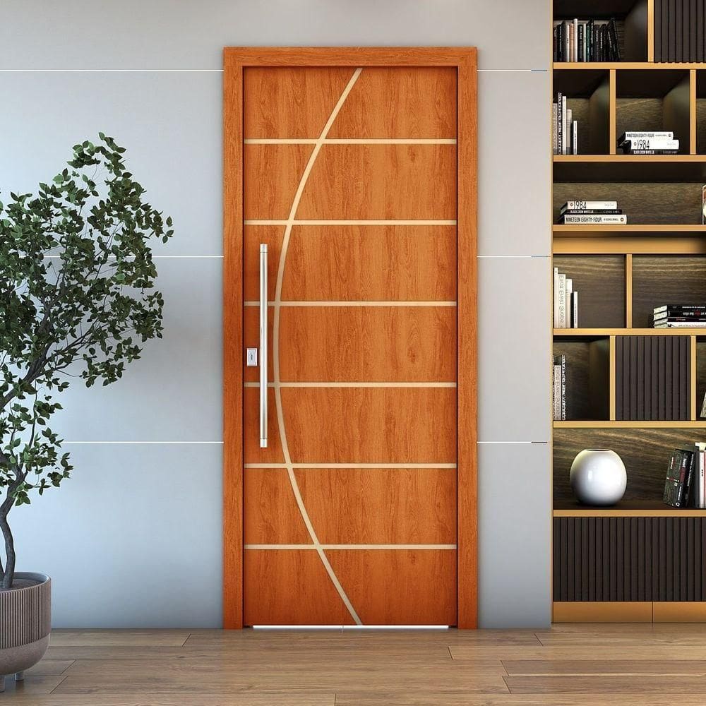 Kit 2 Portas De Madeira Frisada U.v 210cm X 70cm - R20c Mogno