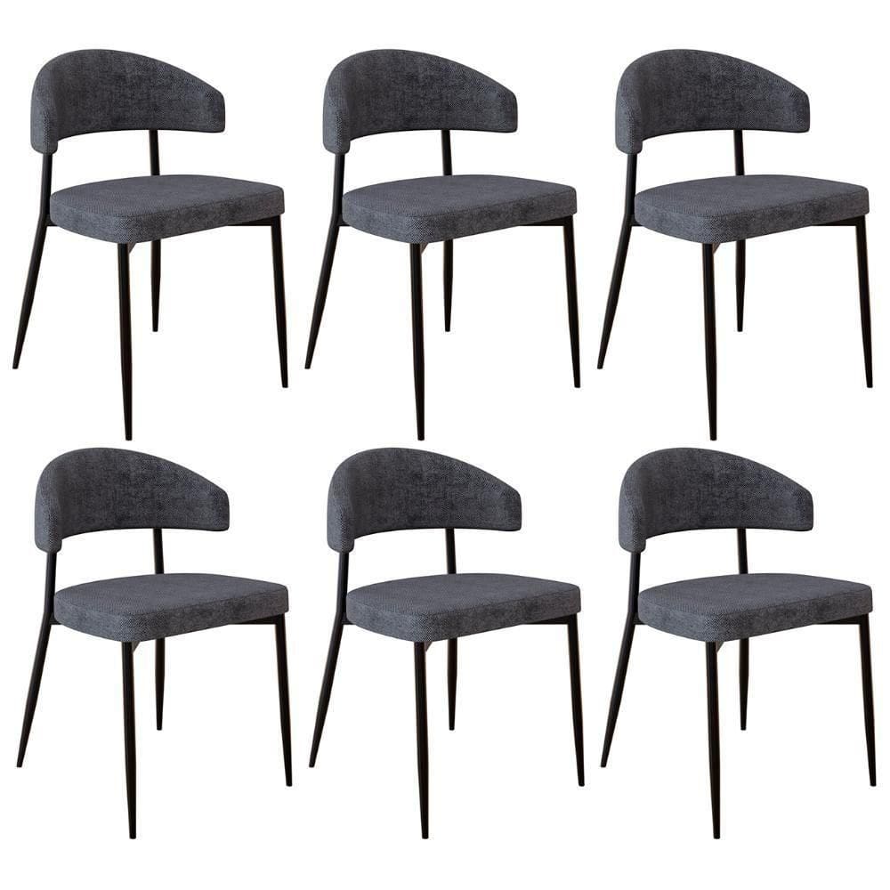 Cadeira De Jantar Estofada Kit 6 Chloe M25 Linho Lautrec Grafite - Mpozenato