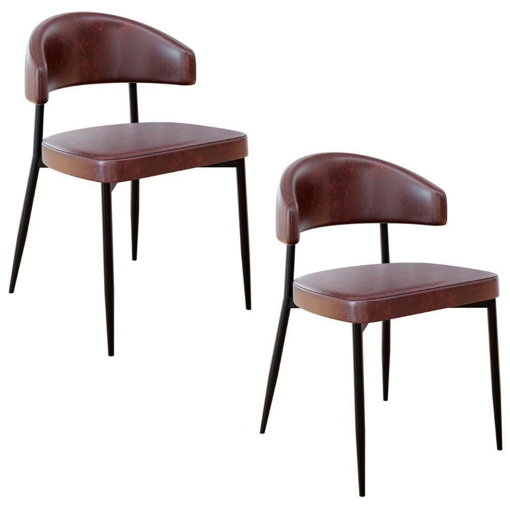 Cadeira De Jantar Estofada Kit 2 Chloe M25 Sintético Café - Mpozenato