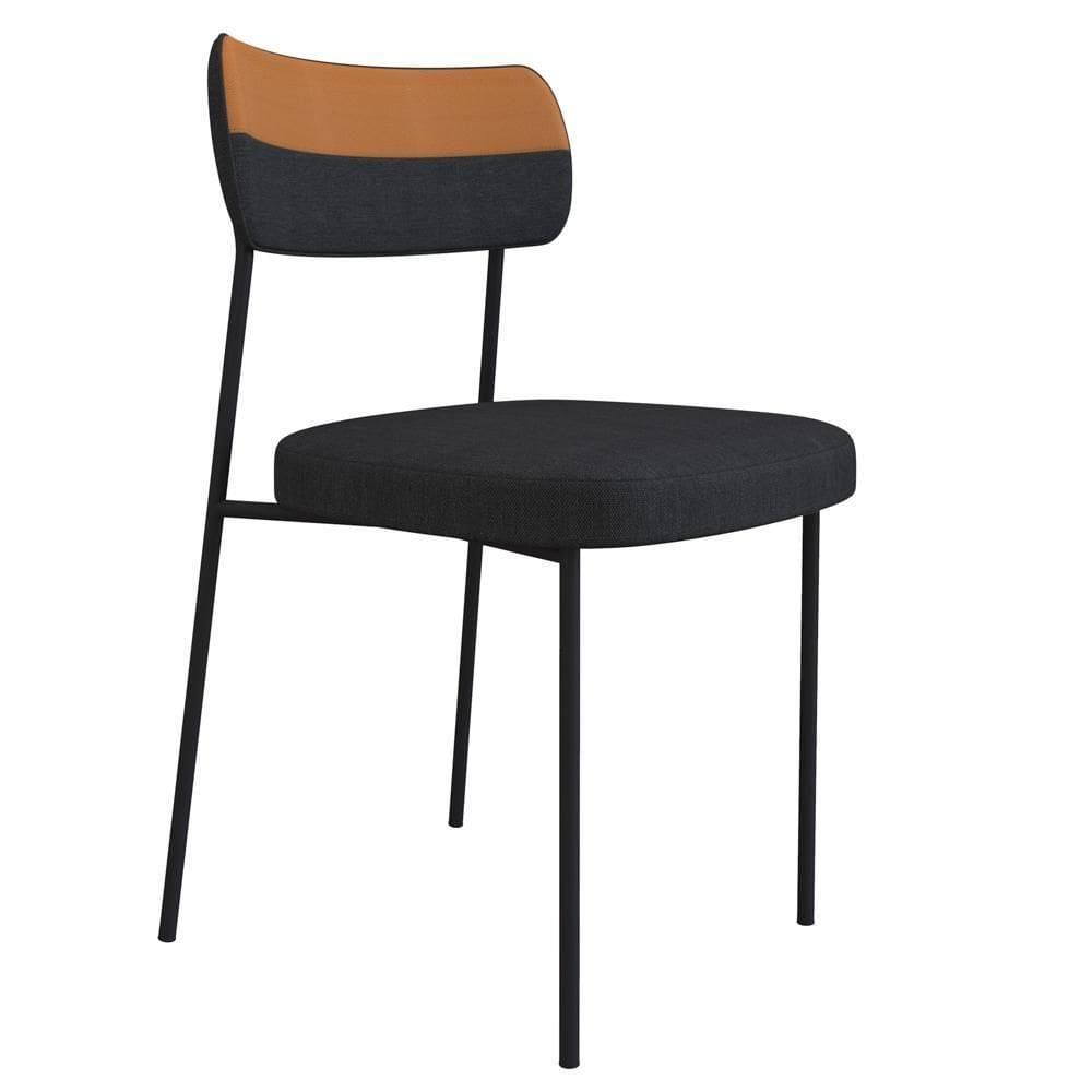 Cadeira Estofada Milli Corano/linho A14 Caramelo/grafite - Mpozenato