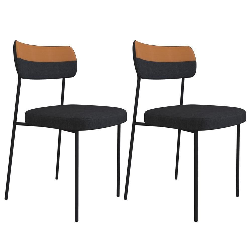 Kit 2 Cadeiras Estofadas Milli Corano/linho A14 Caramelo/grafite - Mpozenato