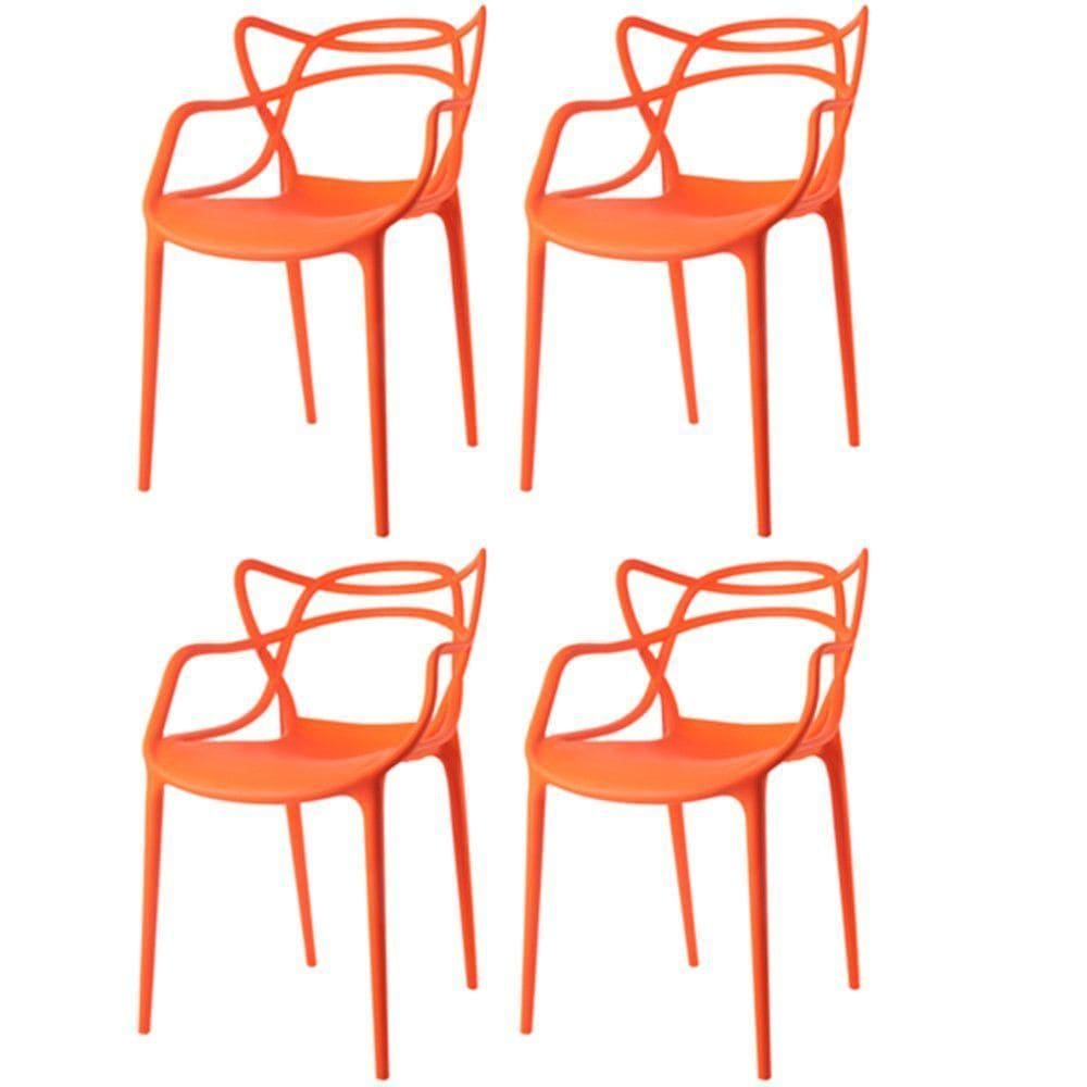Kit Com 4 Cadeiras Aviv Estrutura Em Polipropileno Fratini Laranja