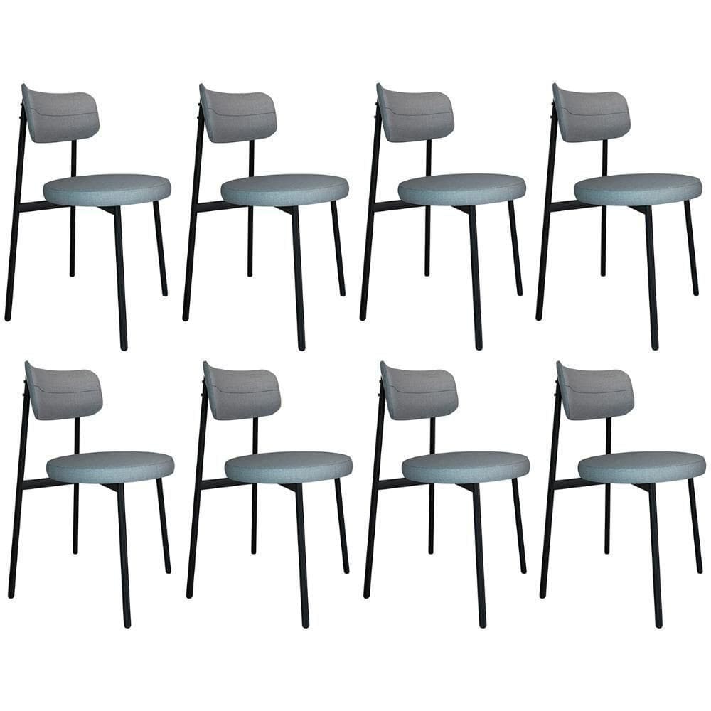 Cadeira De Jantar Estofada Kit 8 Nyka M25 Linho Cinza Cl - Mpozenato