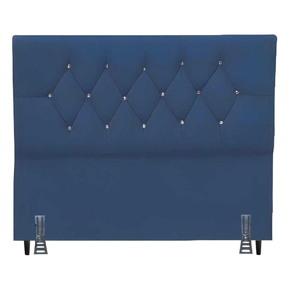 Cabeceira Para Cama Casal 140 Cm Brenda Com Frame Suede Azul Marinho