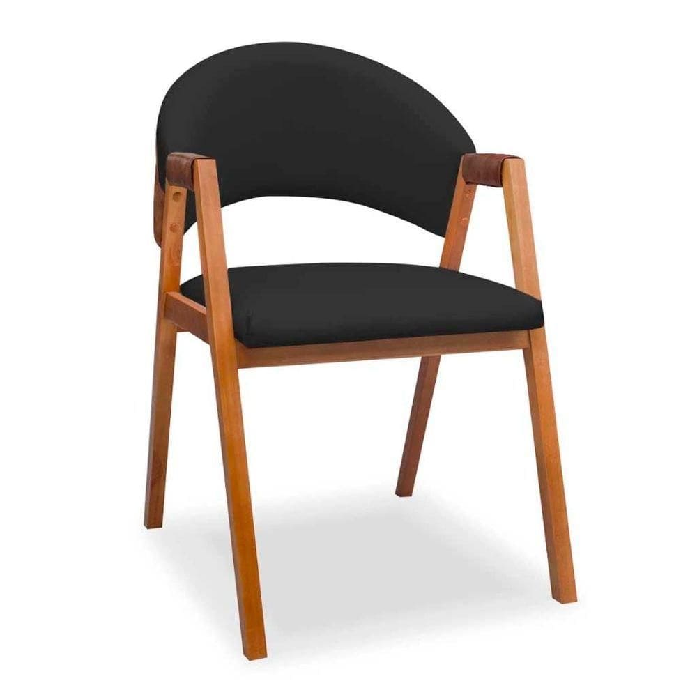 Cadeira Sala De Jantar Em Madeira Luiza Sintético Ds Home Sintético Preto