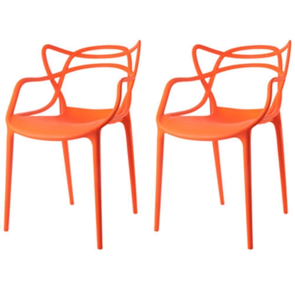 Kit Com 2 Cadeiras Aviv Estrutura Em Polipropileno Fratini Laranja