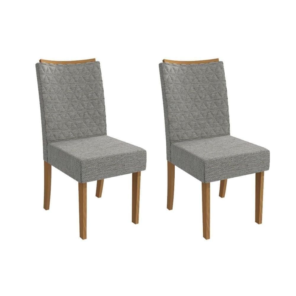Cadeira Sala De Jantar Rosa 2cad129 Madeirado Kit 2 Un Canela-linho Cinza - Kappesberg