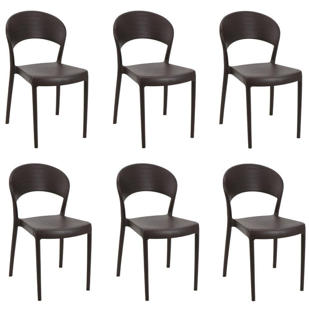 Kit 6 Cadeiras Sissi Encosto Fechado Marrom Tramontina 92046/419