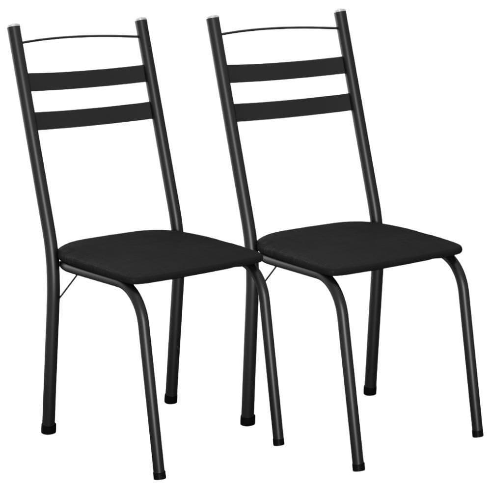 Kit 2 Cadeiras Tubular America 061 Preto Assento Preto Artef