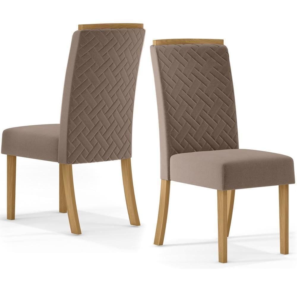 Kit 2 Cadeiras Sala De Jantar Malu Suede Marrom Amendoa Henn Suede Marrom Amendoa