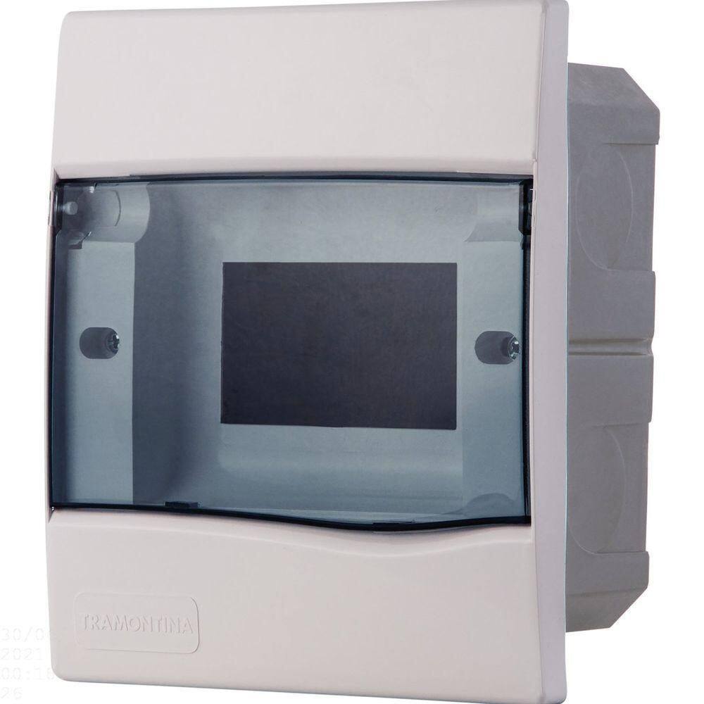 Quadro De Distribuição De Embutir 5 Din Ou 3 Nema Tramontina Com Porta Transparente Tramontina