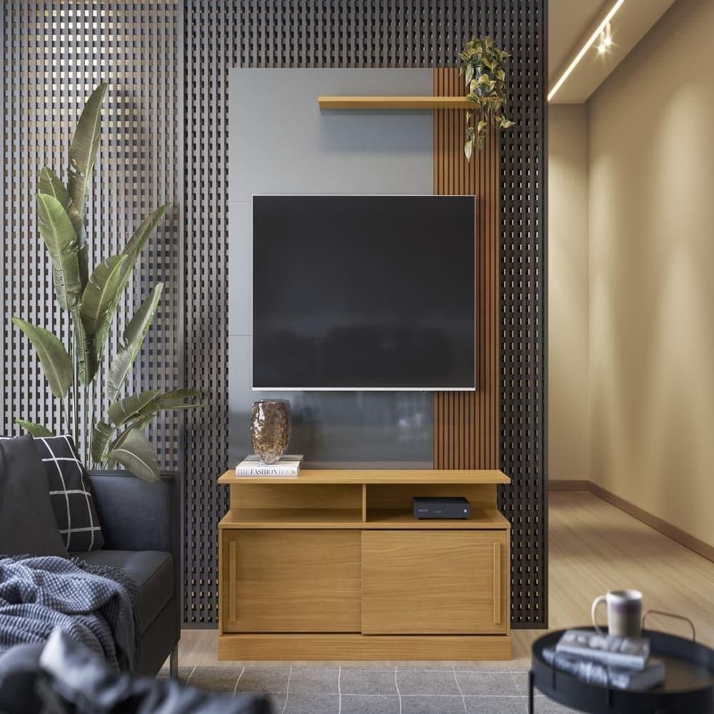 Painel Tv Nicaragua Tauari Ripado-cinza Perolizado