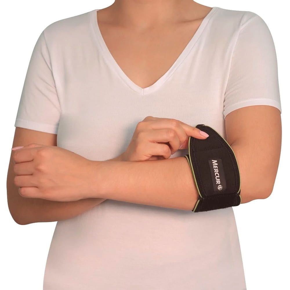 Munhequeira e Cotoveleira Mercur para Tennis Elbow Cor Preta Tamanho P/M 1 Unidade