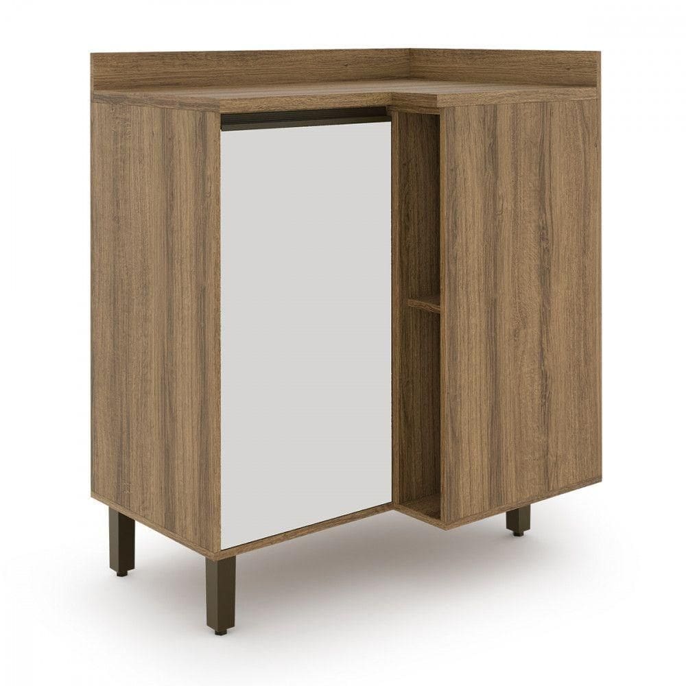 Balcão De Canto Confort Com Nicho Cinamomo Off White Batrol Cinamomo Com Off White