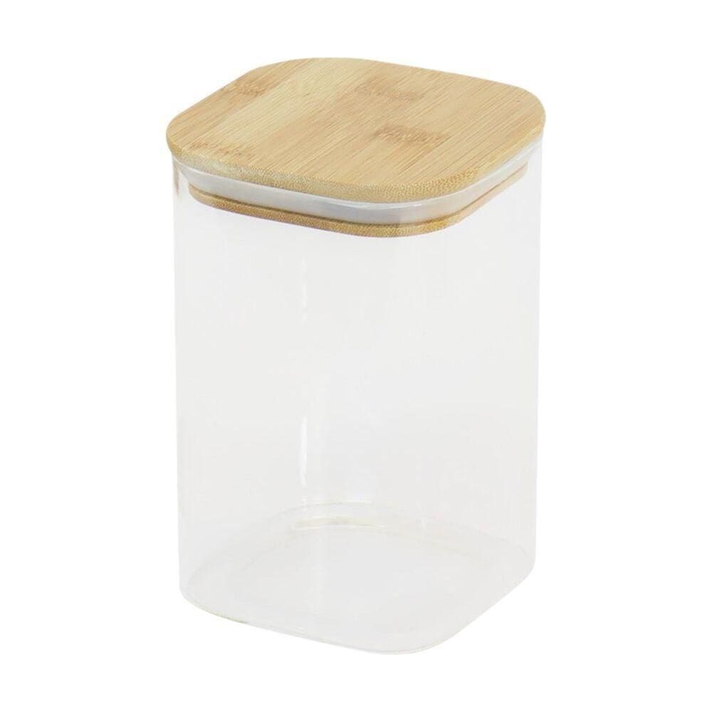 Pote De Vidro Borossilicato 1100ml Com Tampa De Bambu - Hermético E Resistente