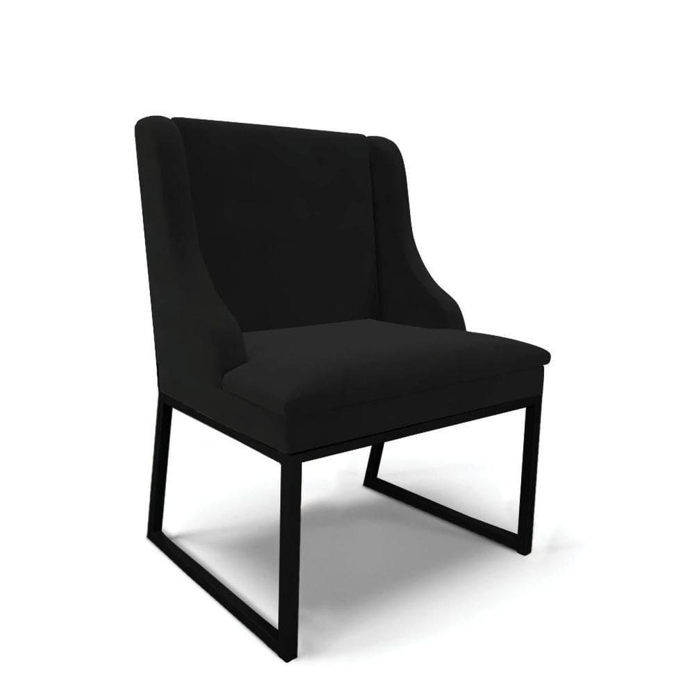 Cadeira Sala De Jantar Industrial Preto Liz Veludo Preto D03 - D`rossi