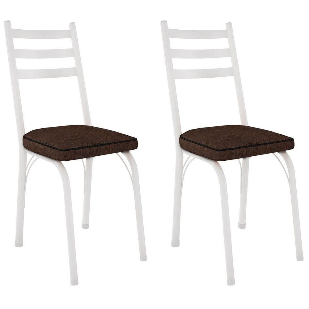 Kit 2 Cadeiras Para Cozinha Tubular D-13 Nara De Aço Branco/imbuia