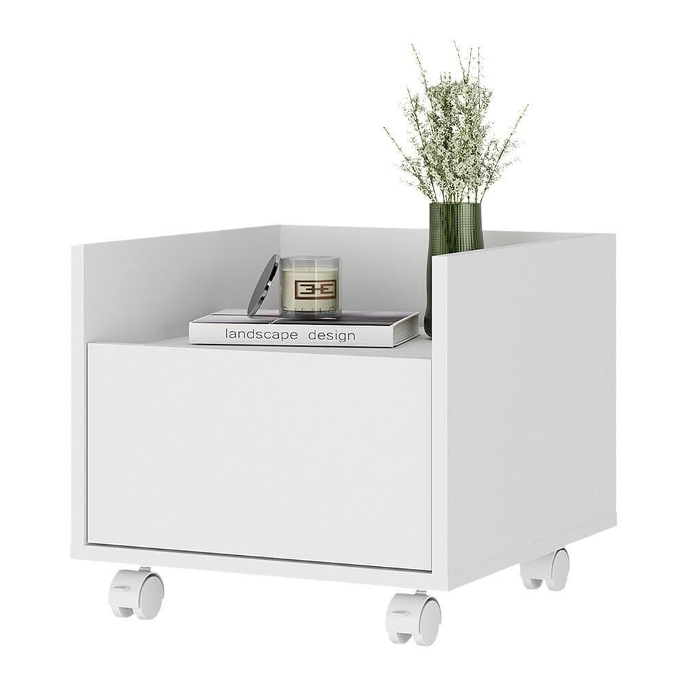 Mesa De Cabeceira 40Cm Com Rodízios Multimóveis V4042 Branco