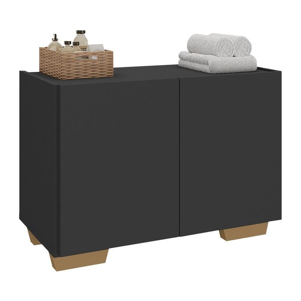 Gabinete Banheiro 62,5cm Multimóveis Mp5046 Preto/natural