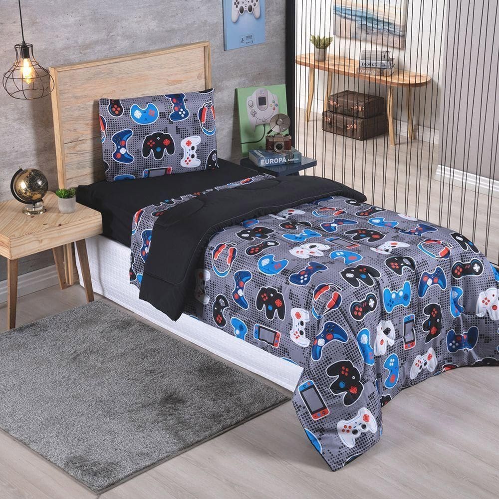 Coberdrom Edredom Solteiro Alegria Play Game - 100% Poliéster