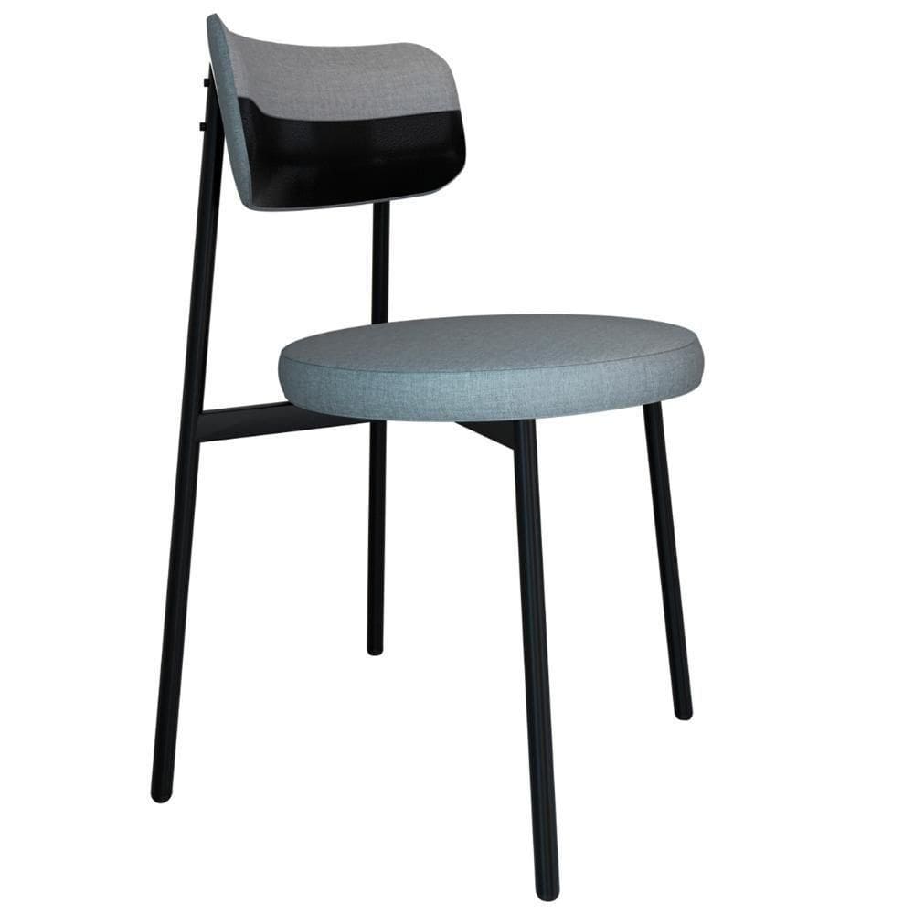 Cadeira De Jantar Estofada Fixa Nyka M25 Linho Cinza Cl/preto - Mpozenato