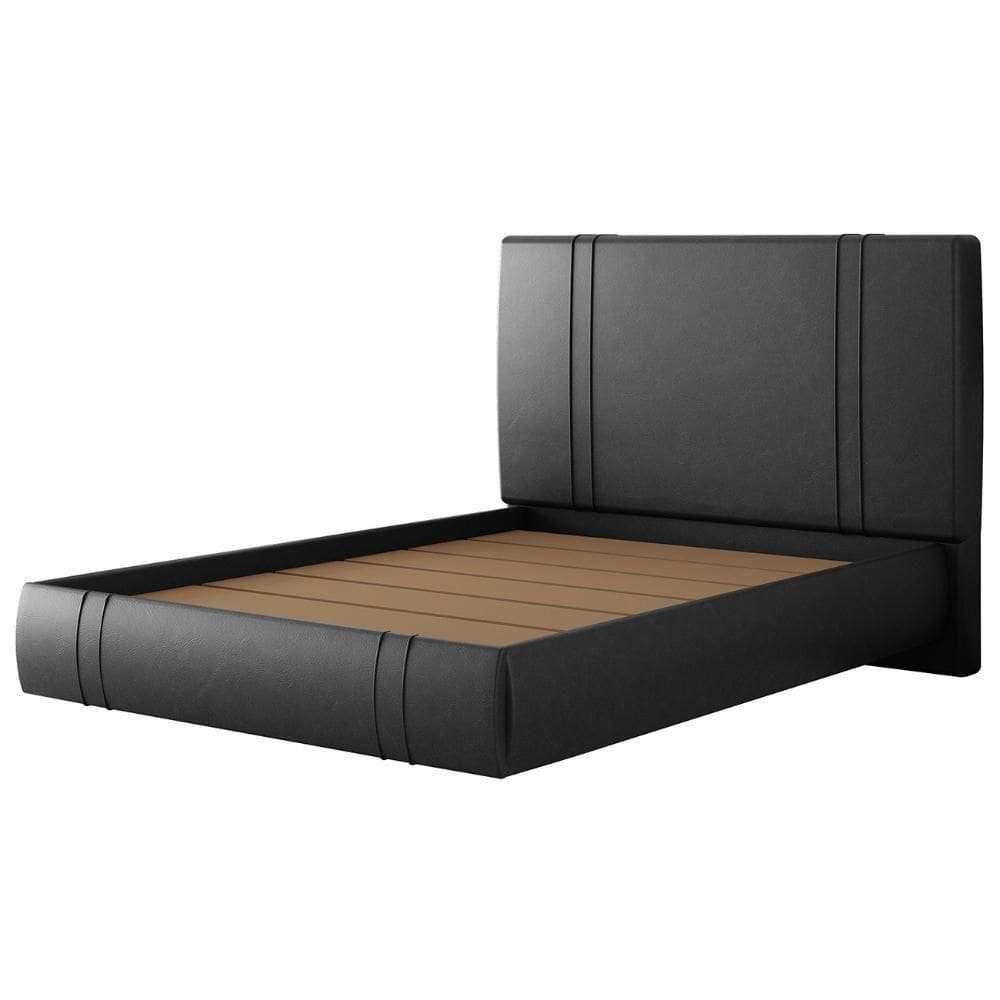 Cama Casal Flutuante Com Cabeceira 140cm Lyra Sintético Preto S05 - Mpozenato