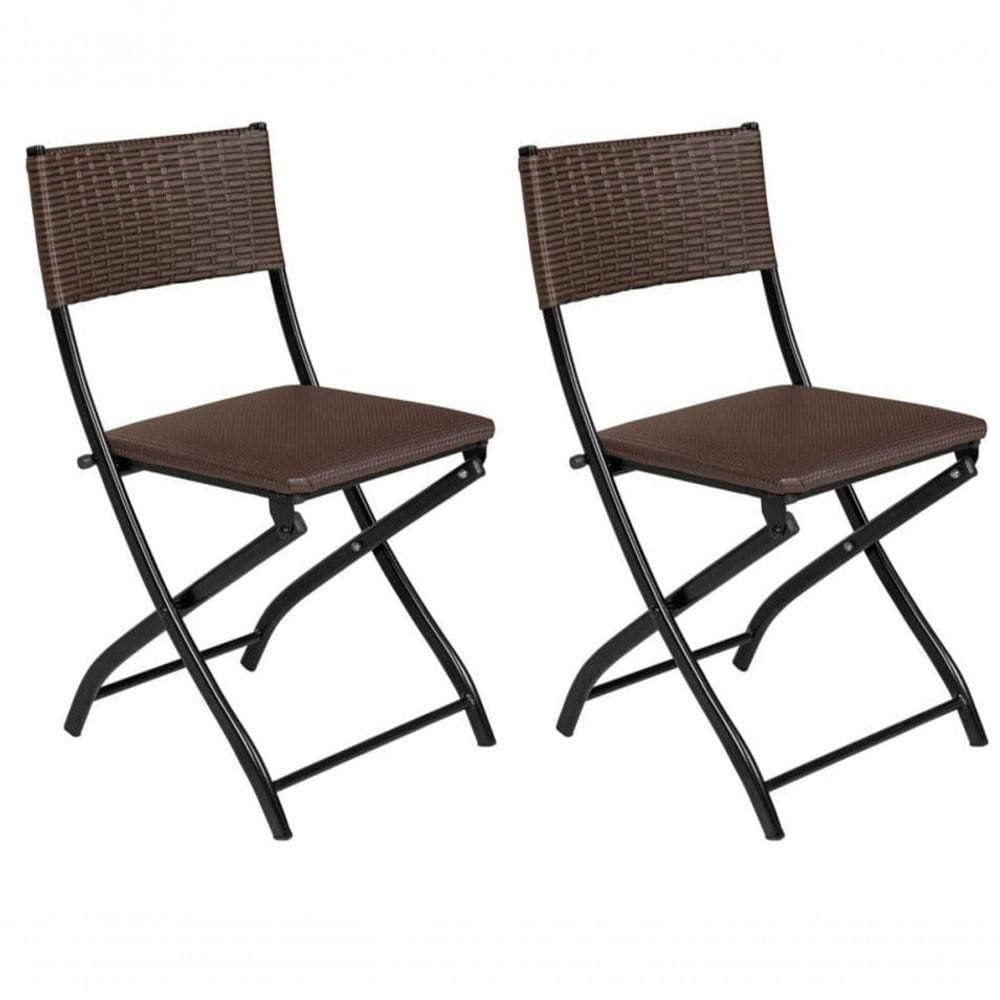 Cadeira Dobravel Bar, Lanchonete Castanho - Kit 2 Pc