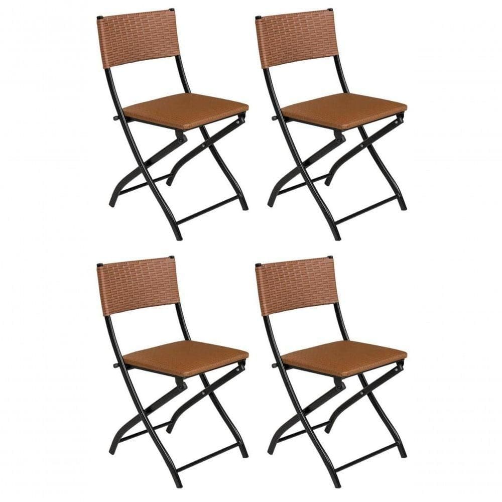 Cadeira Dobravel Bar, Lanchonete Caramelo - Kit 4 Pc