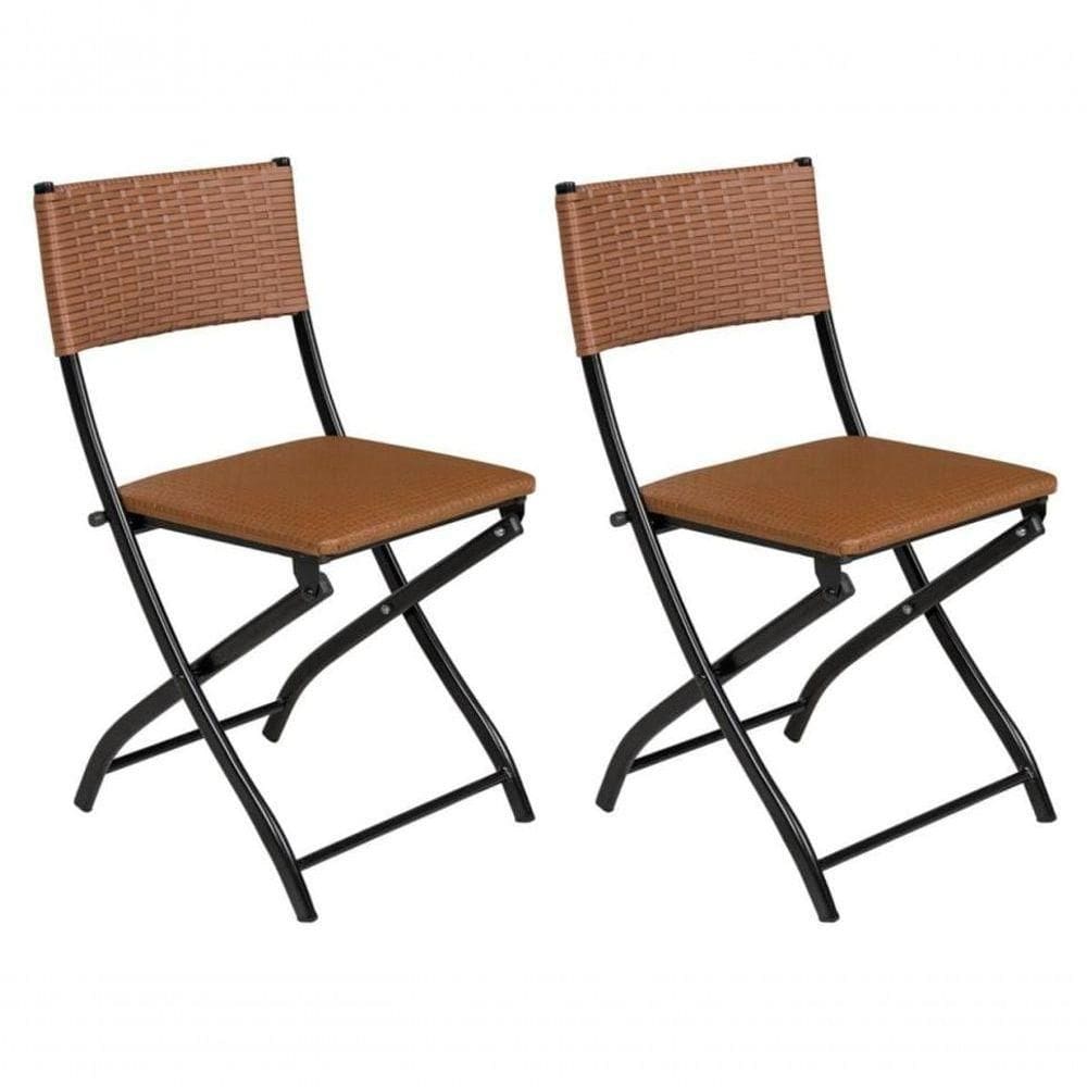 Cadeira Dobravel Bar, Lanchonete Caramelo - Kit 2 Pc