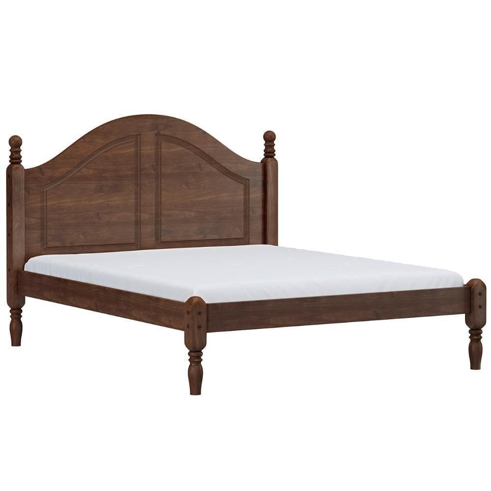 Cama Casal Queen 160cm Com Cabeceira Pé Madeira Eduarda Café F07 - Mpozenato