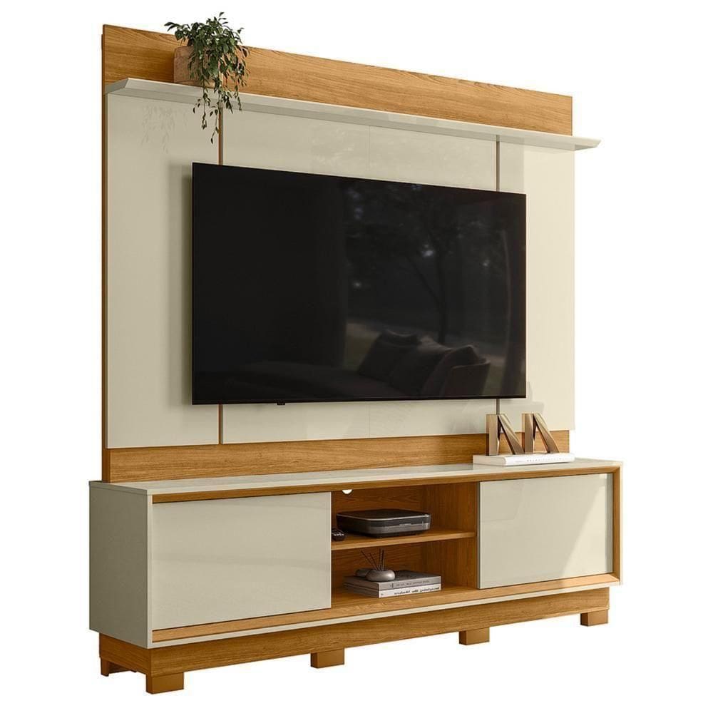 Estante Home Theater Siena Cumaru/opala Para Tv Até 75” Com Pés - Madetec Cumaru/opala