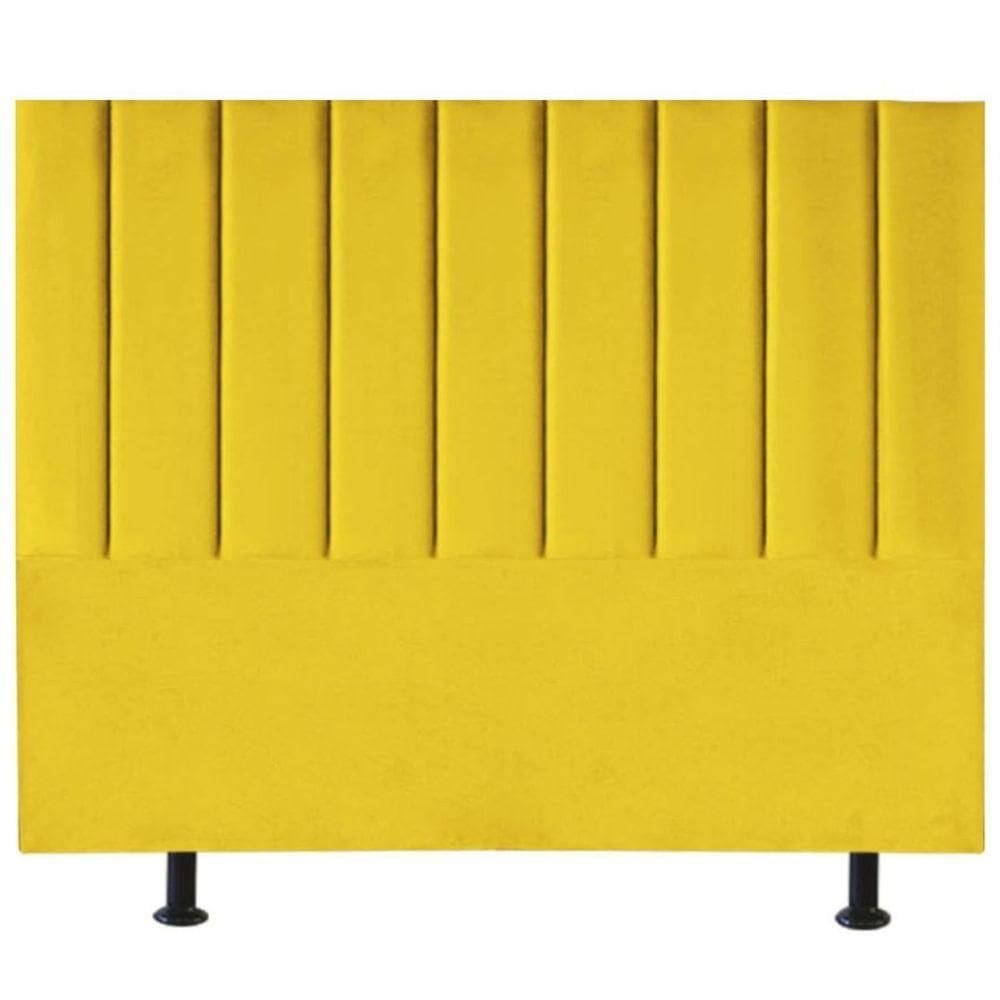 Cabeceira Estofada Cama Box Queen 160 Cm Sophia Carla Suede Amarelo