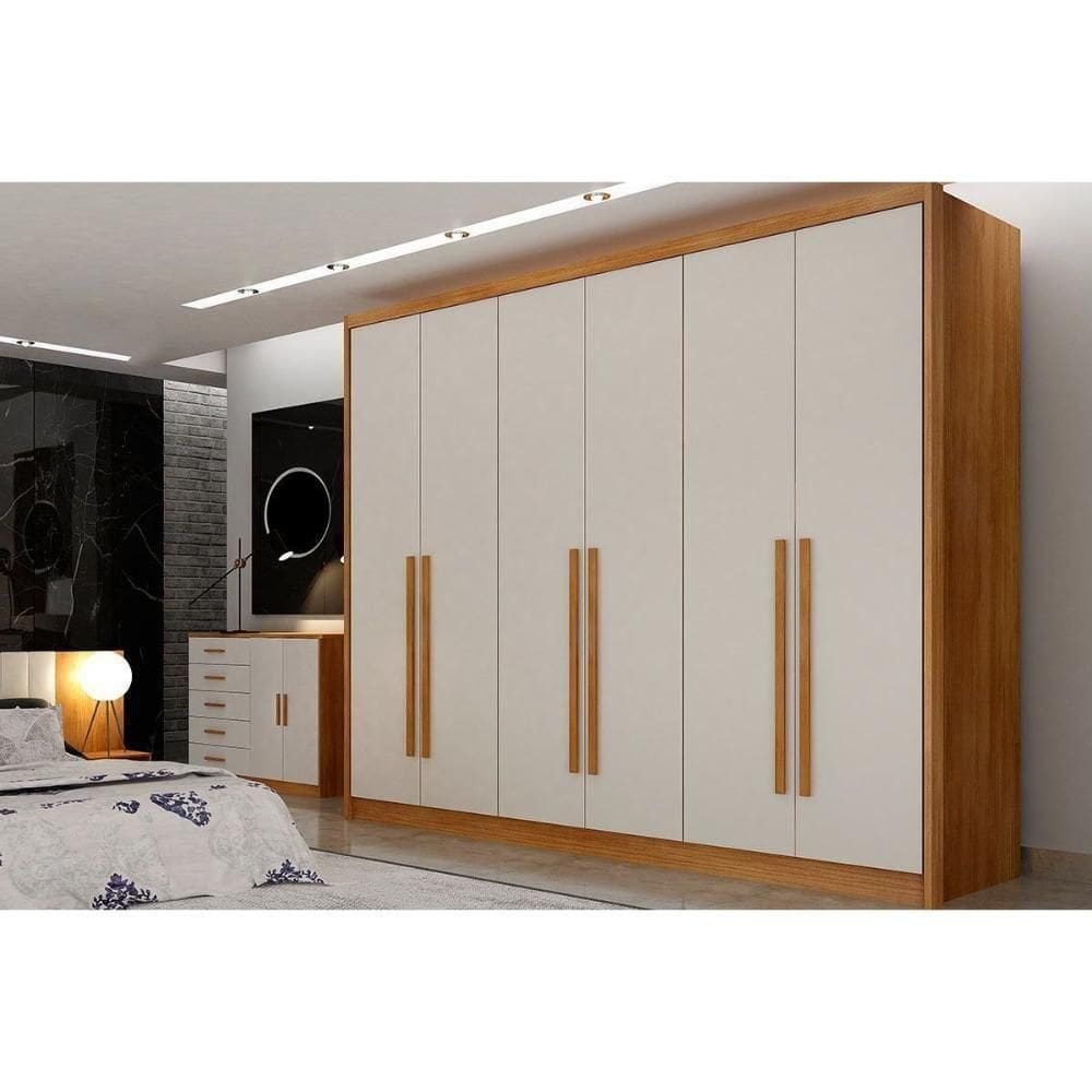 Guarda Roupa Casal 6 Portas E 8 Gavetas Himalaia/bandeira Cumaru/fendi 25 - Novo Horizonte