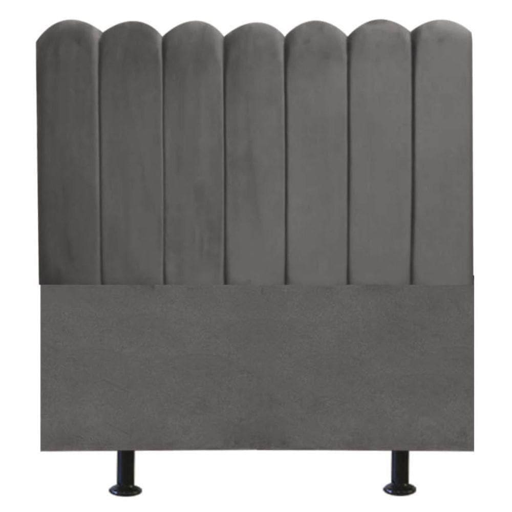Cabeceira Nuvem Cama Casal 140 Cm Alanis Suede Cinza Escuro