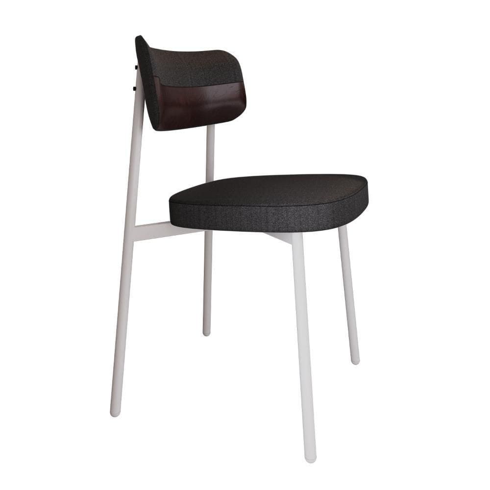 Cadeira De Jantar Alloa Corriente Grafite- Courino Café - Est. Branca